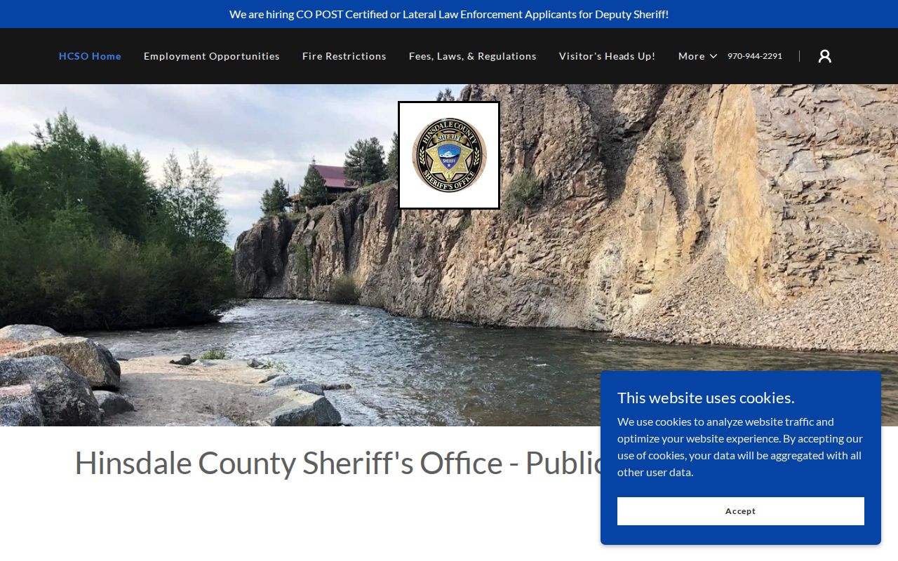 Hinsdale County Sheriff arrest record and contact page